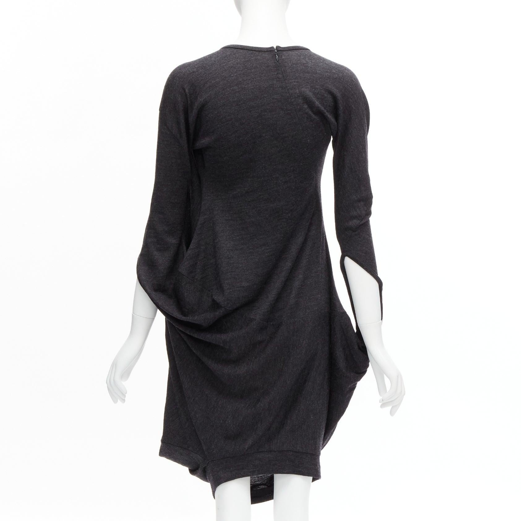 Women's JUNYA WATANABE 2008 100% wool asymmetric infinity loop sleeve draped dress XS For Sale