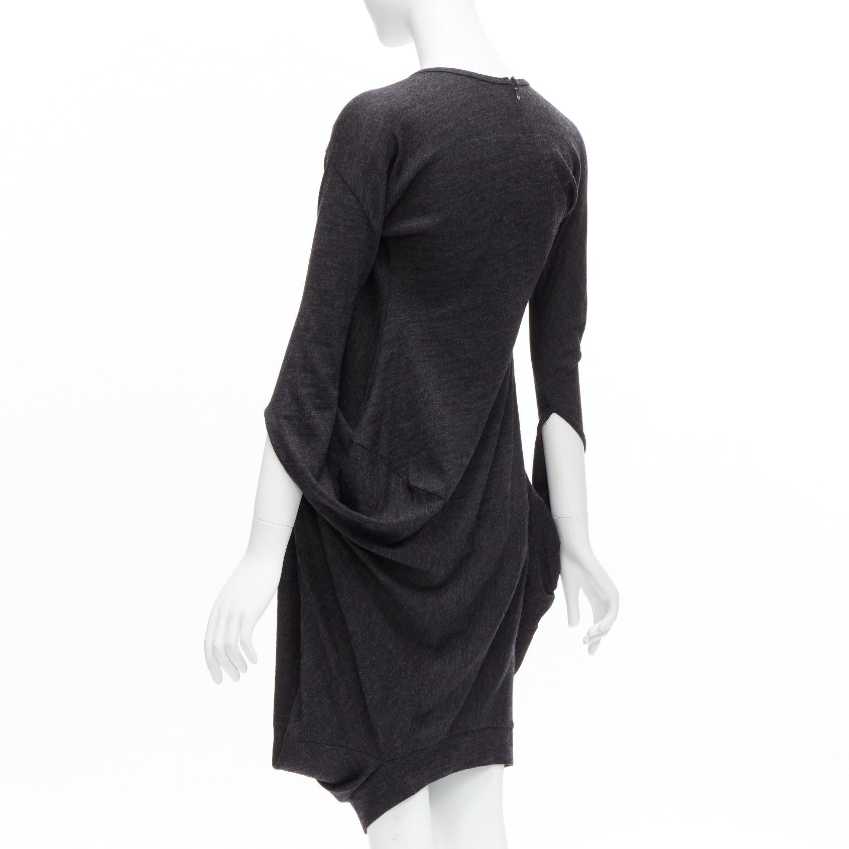 JUNYA WATANABE 2008 100% wool asymmetric infinity loop sleeve draped dress XS For Sale 1