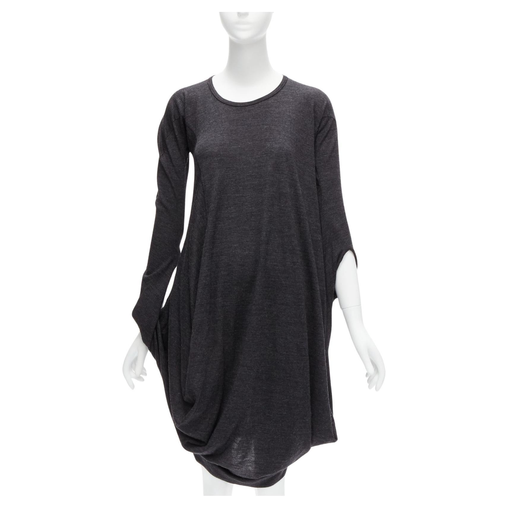 JUNYA WATANABE 2008 100% wool asymmetric infinity loop sleeve draped dress XS For Sale