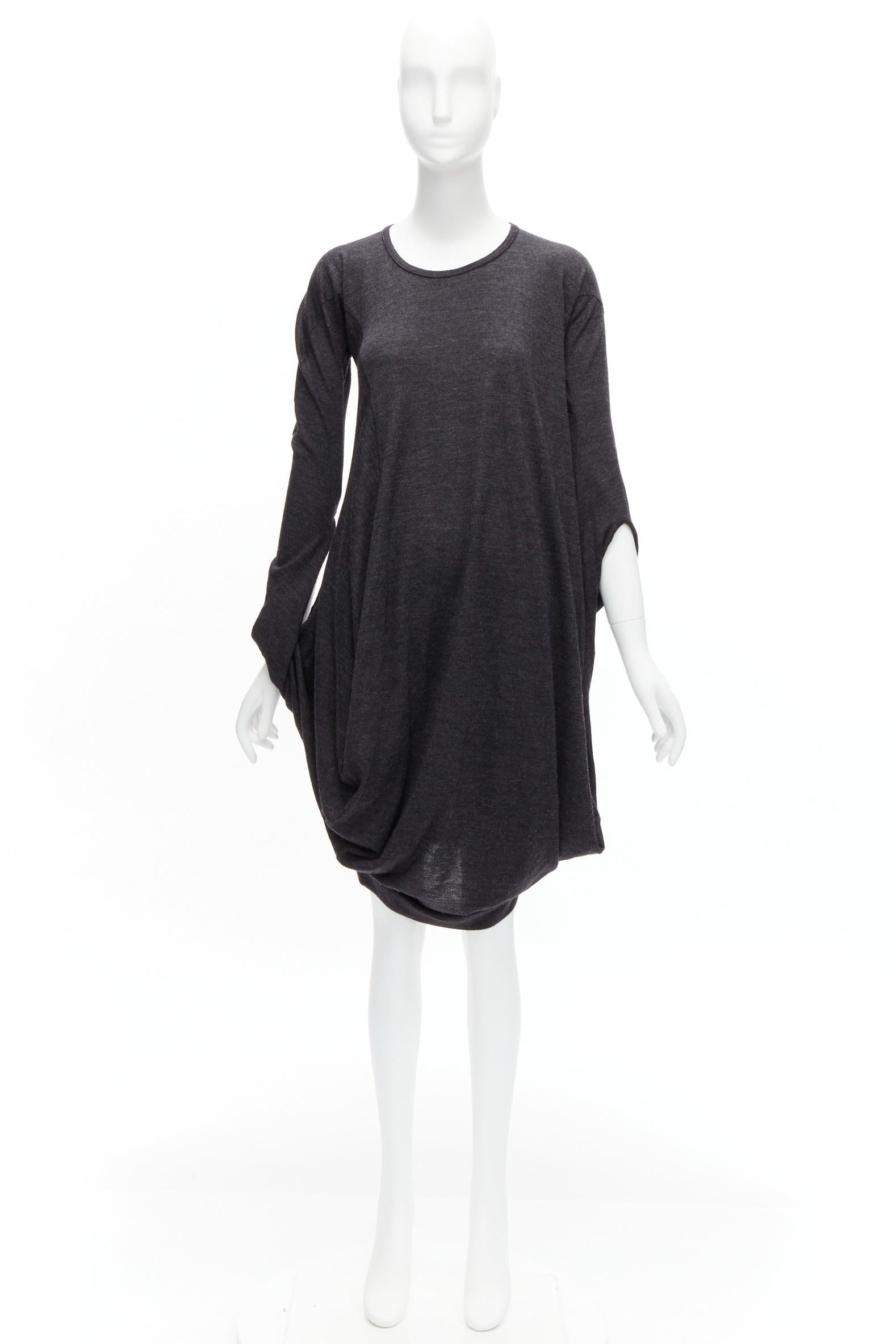 JUNYA WATANABE 2008 100% wool grey asymmetric infinity sleeve draped dress XS 5