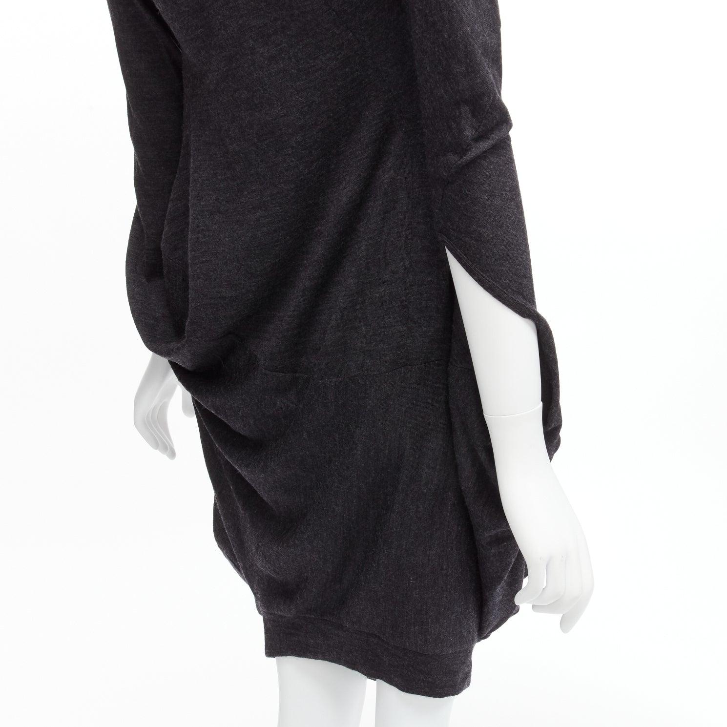 JUNYA WATANABE 2008 100% wool grey asymmetric infinity sleeve draped dress XS 2