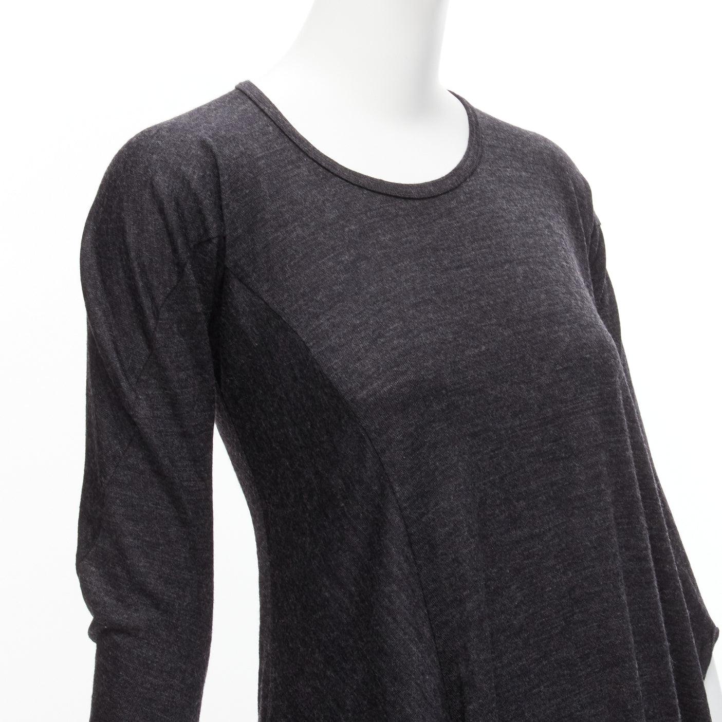 JUNYA WATANABE 2008 100% wool grey asymmetric infinity sleeve draped dress XS 3