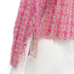 JUNYA WATANABE 2008 pink distressed tweed fitted cropped jacket S