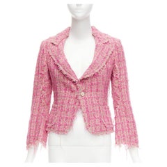 JUNYA WATANABE 2008 Rosa Jacke aus Distressed-Tweed in Kurzform mit Cropped S