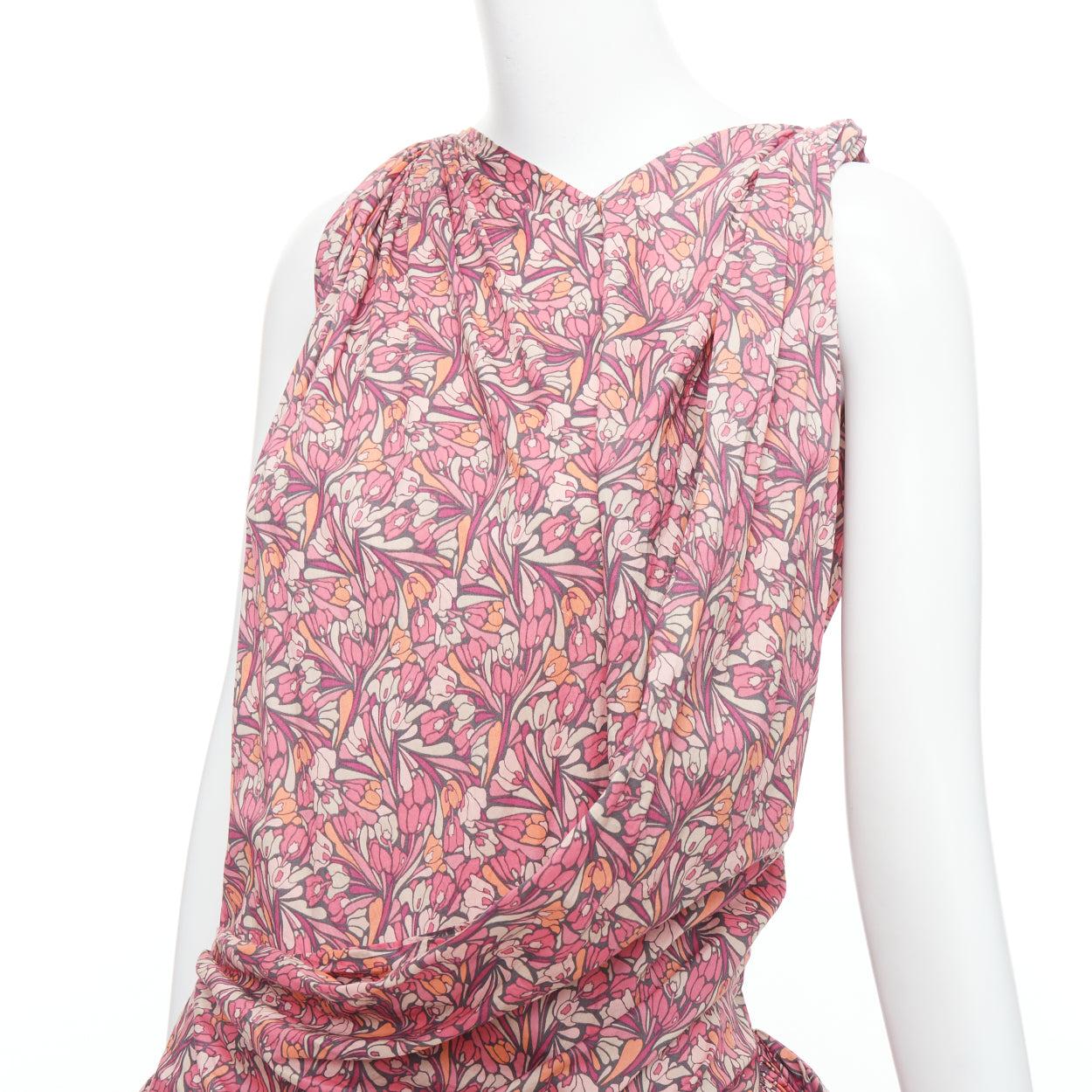 JUNYA WATANABE 2008 pink floral print deconstructed ruffle drape bundle dress S 5