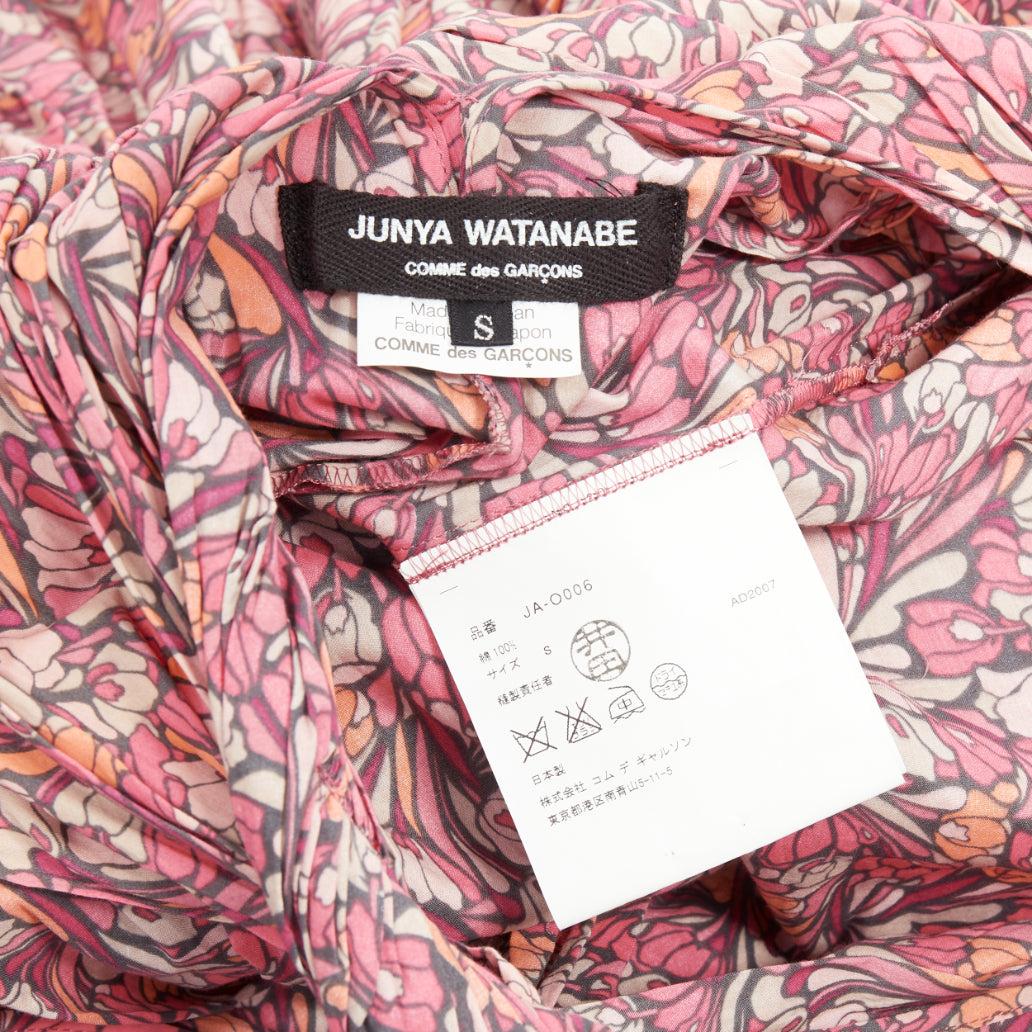 JUNYA WATANABE 2008 pink floral print deconstructed ruffle drape bundle dress S 6