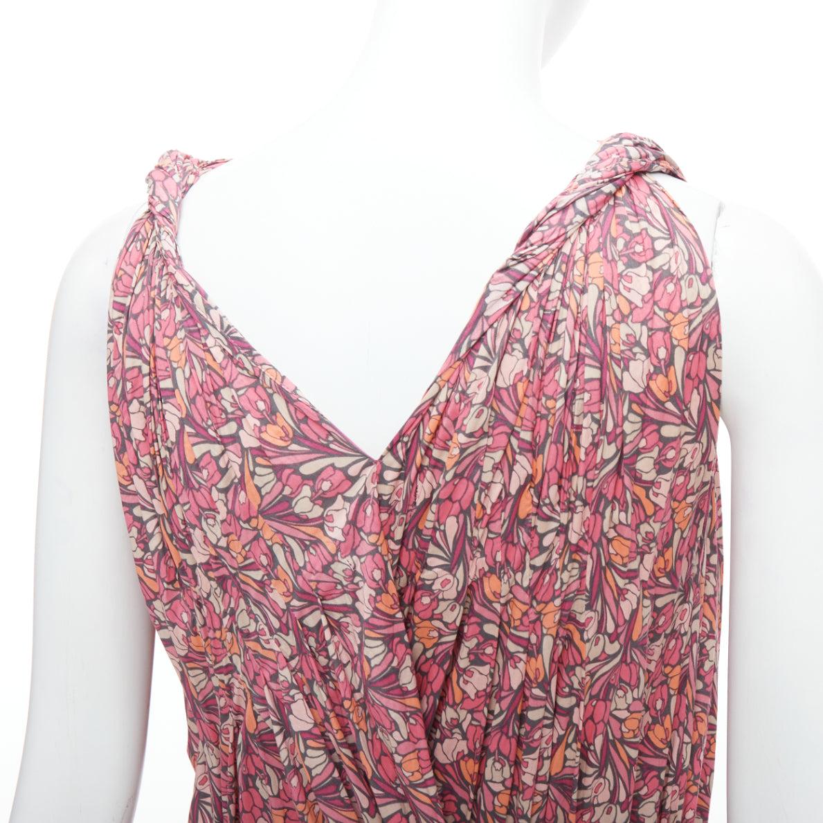 JUNYA WATANABE 2008 pink floral print deconstructed ruffle drape bundle dress S 2
