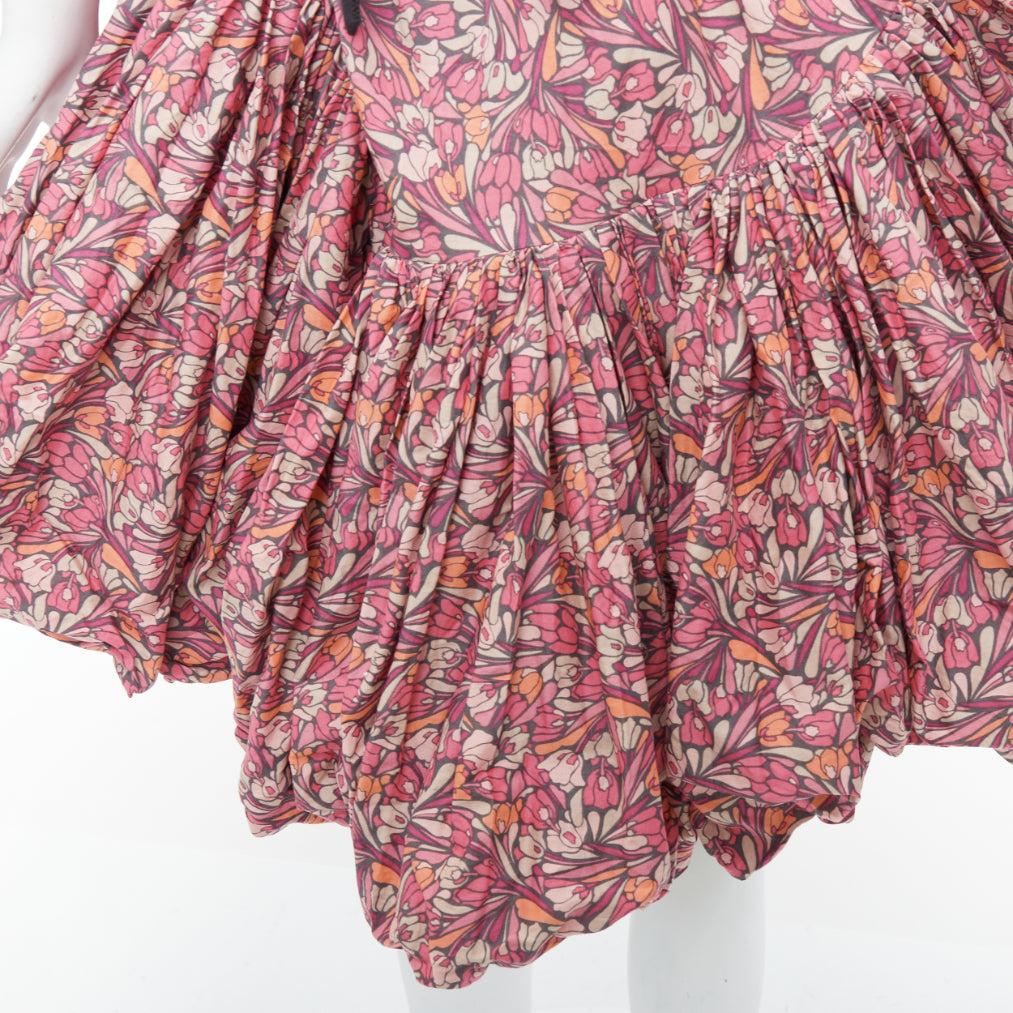 JUNYA WATANABE 2008 pink floral print deconstructed ruffle drape bundle dress S 3