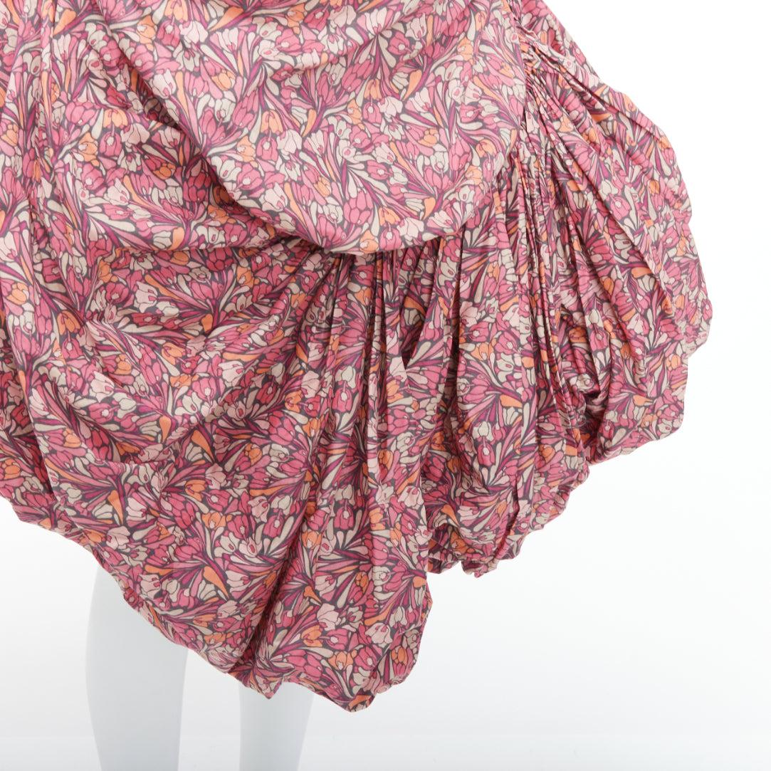 JUNYA WATANABE 2008 pink floral print deconstructed ruffle drape bundle dress S 4