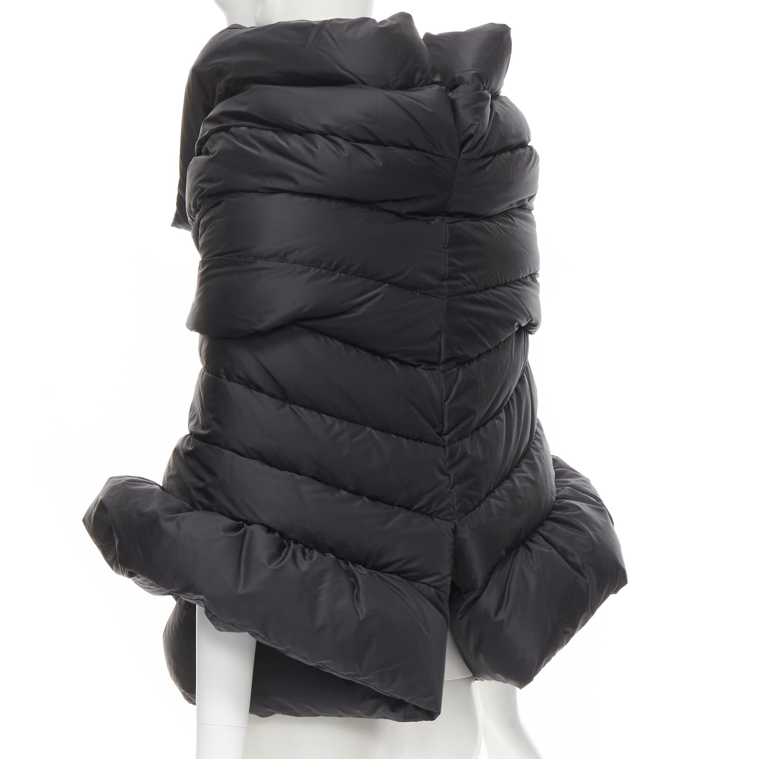 Black JUNYA WATANABE 2009 black nylon down puffer wrap cocoon coat XS