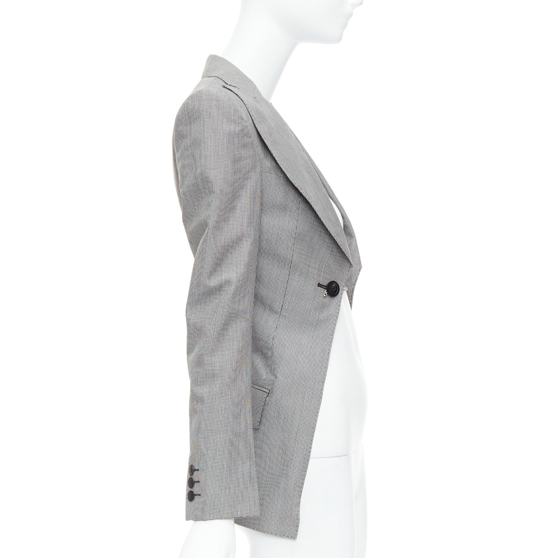 JUNYA WATANABE 2009 grey wool blend houndstooth cutaway blazer jacket S In New Condition For Sale In Hong Kong, NT