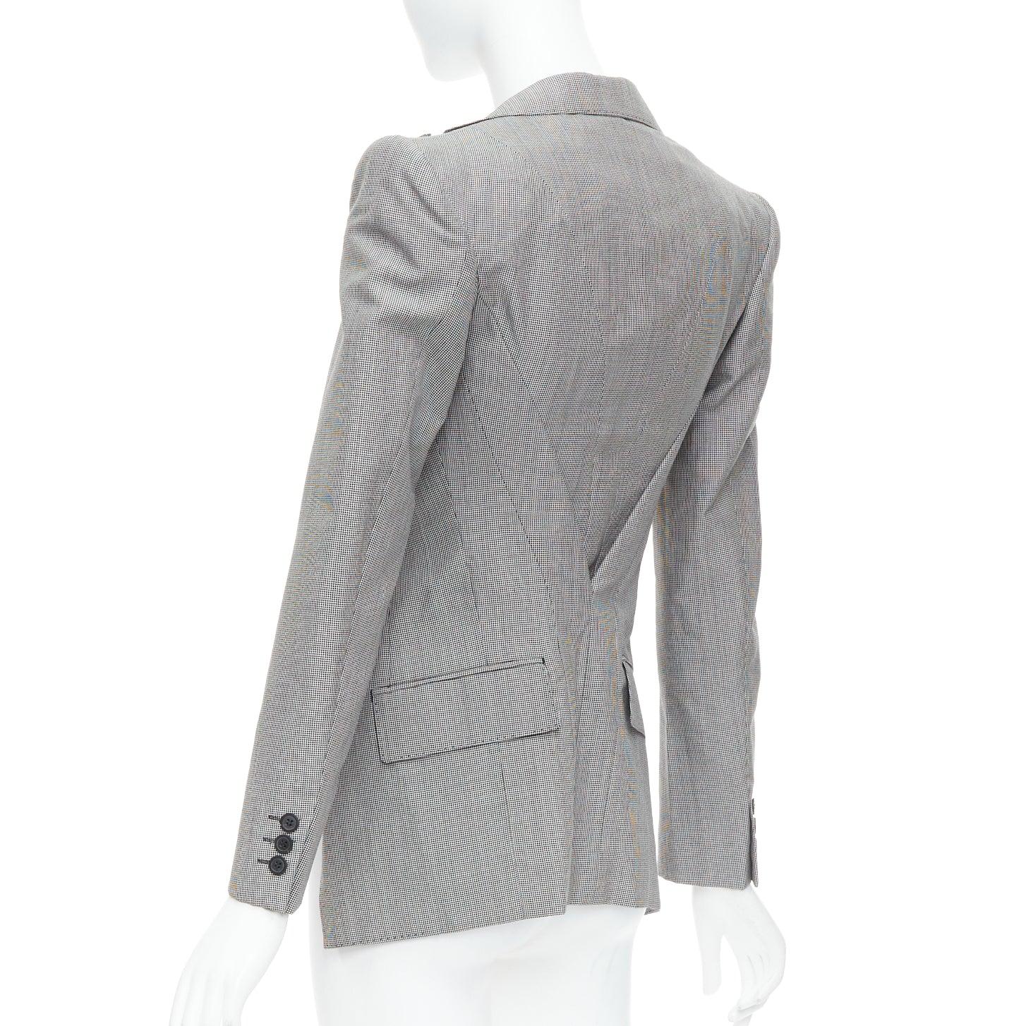 Women's JUNYA WATANABE 2009 grey wool blend houndstooth cutaway blazer jacket S For Sale