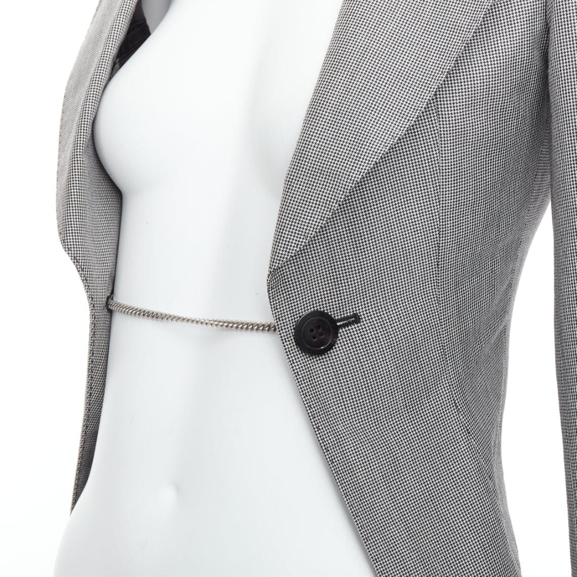 JUNYA WATANABE 2009 grey wool blend houndstooth cutaway blazer jacket S For Sale 2