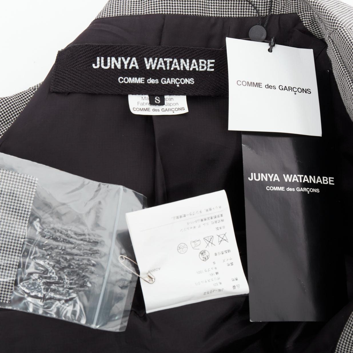 JUNYA WATANABE 2009 grey wool blend houndstooth cutaway blazer jacket S For Sale 3