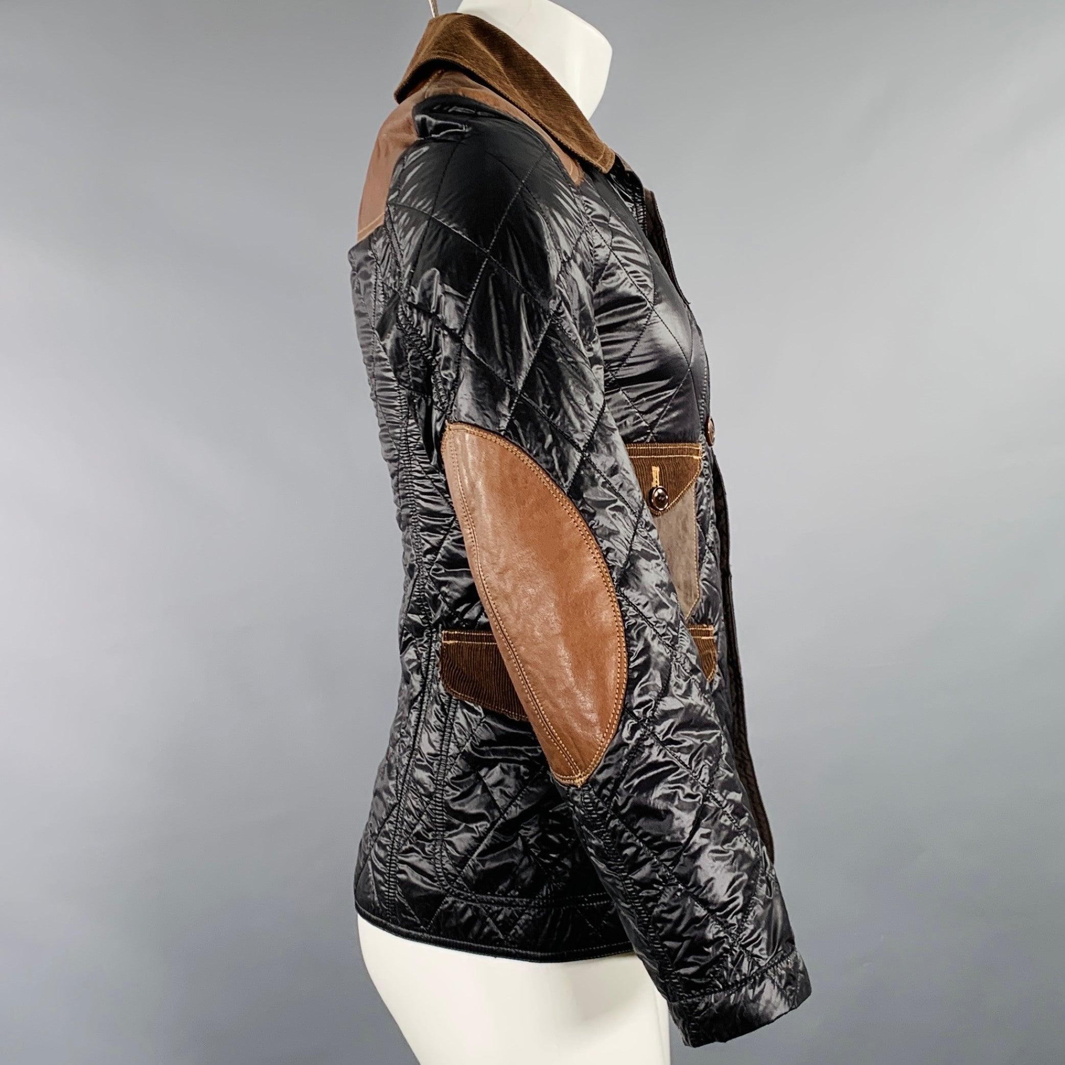 Noir Junya WatanabeE 2009 Taille XS Veste en velours côtelé matelassé en nylon noir et brun en vente