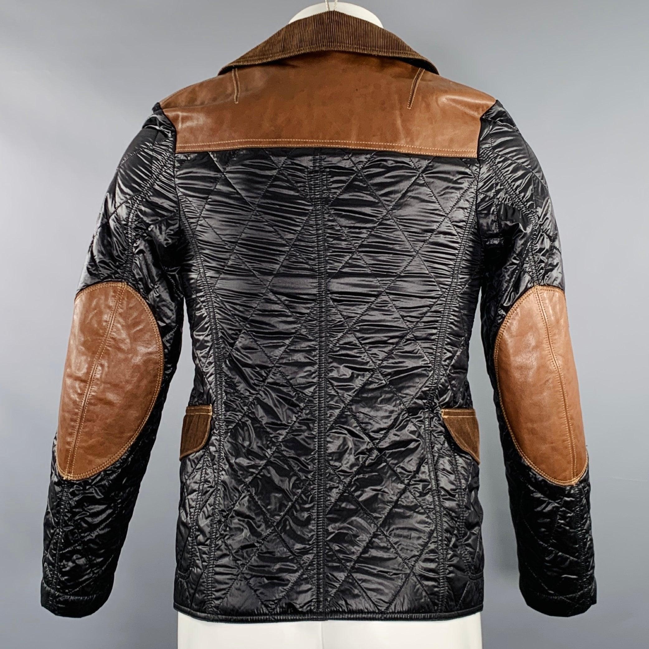 Junya WatanabeE 2009 Taille XS Veste en velours côtelé matelassé en nylon noir et brun Excellent état - En vente à San Francisco, CA