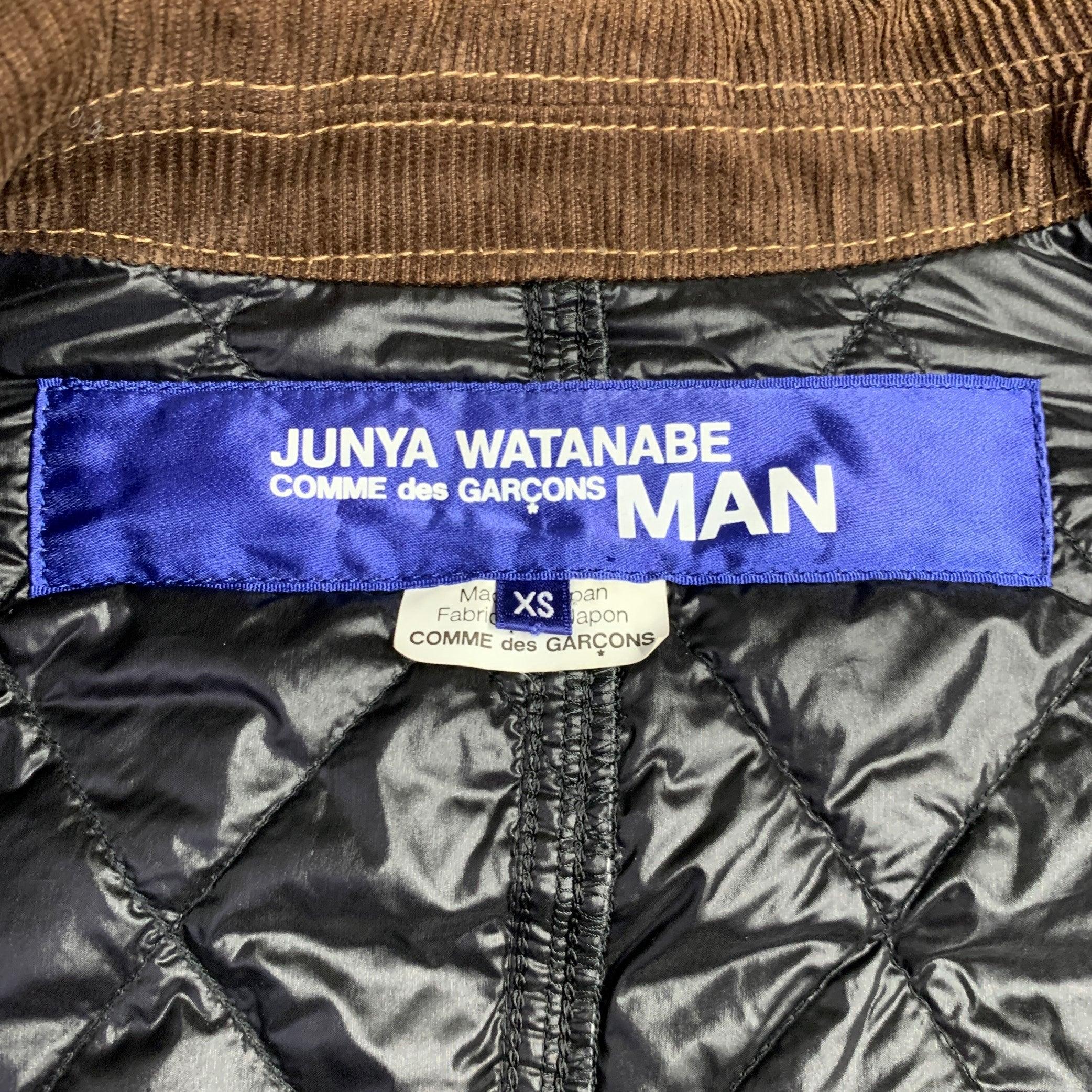 Junya WatanabeE 2009 Taille XS Veste en velours côtelé matelassé en nylon noir et brun Pour hommes en vente