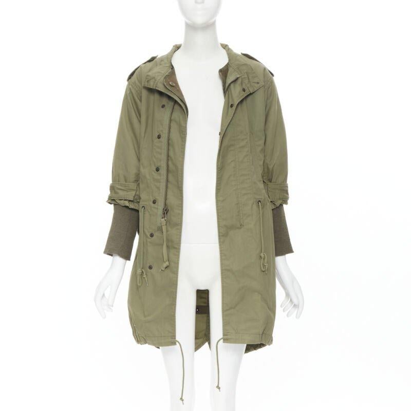 Brown JUNYA WATANABE 2010 green cotton fitted waist fisherman parka coat XS For Sale