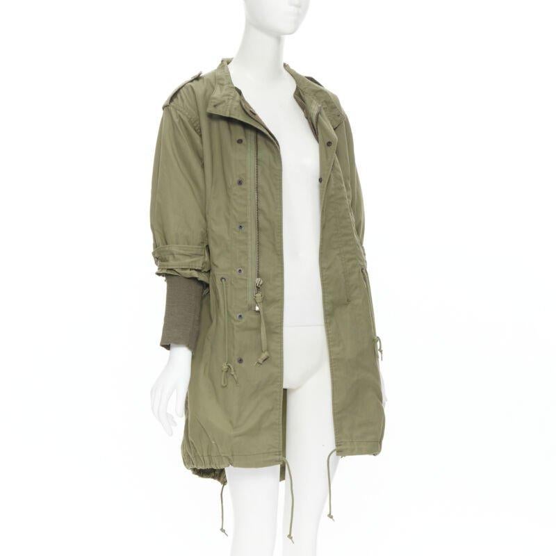 JUNYA WATANABE 2010 green cotton fitted waist fisherman parka coat XS In Good Condition For Sale In Hong Kong, NT