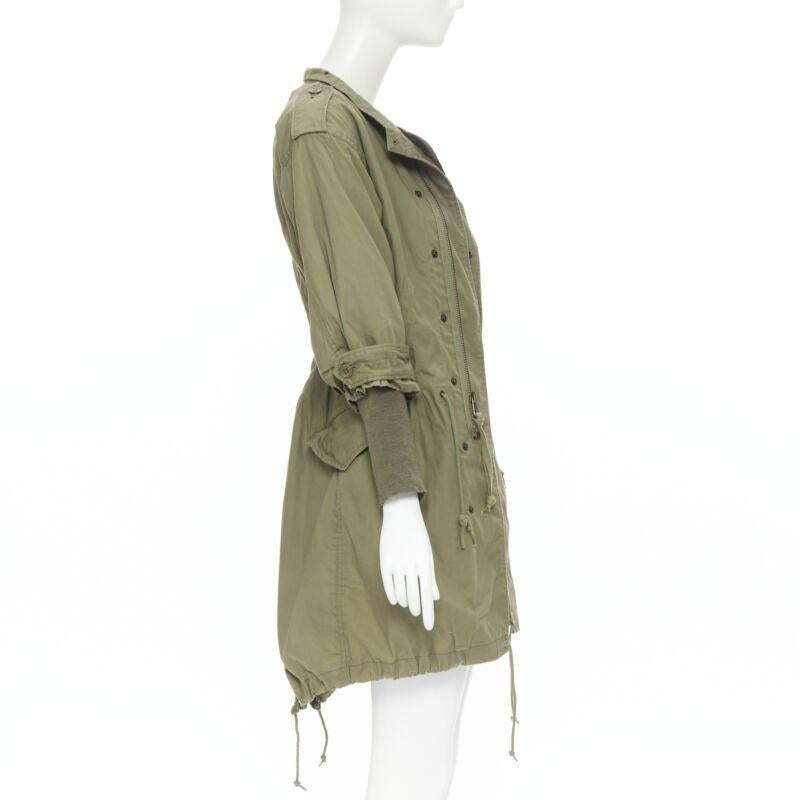 Women's JUNYA WATANABE 2010 green cotton fitted waist fisherman parka coat XS For Sale