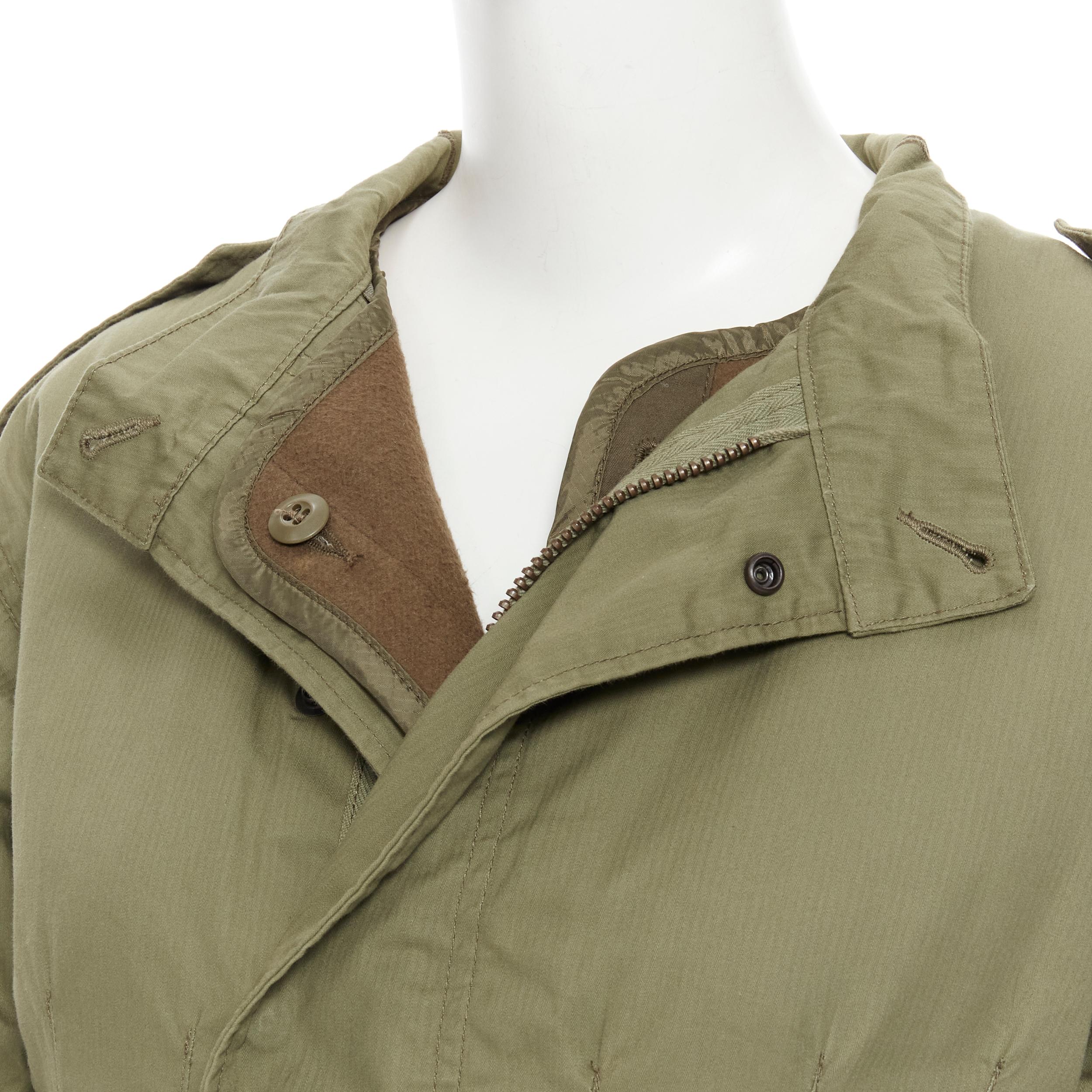 JUNYA WATANABE 2010 green cotton fitted waist fisherman parka coat XS In Good Condition For Sale In Hong Kong, NT
