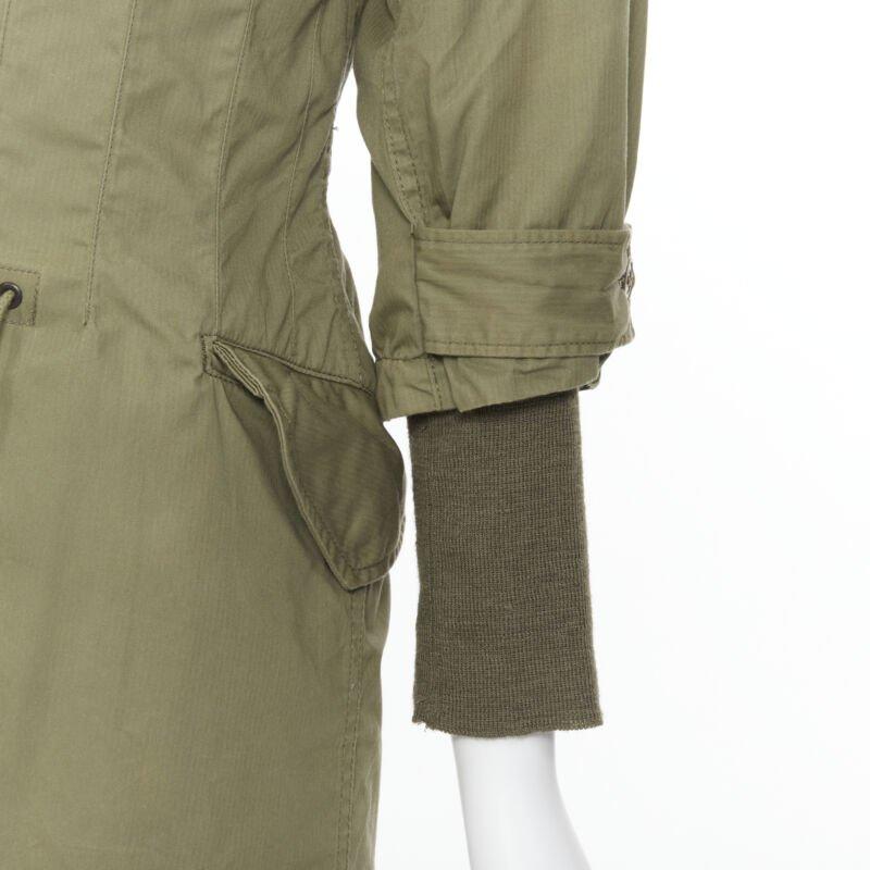 JUNYA WATANABE 2010 green cotton fitted waist fisherman parka coat XS For Sale 3