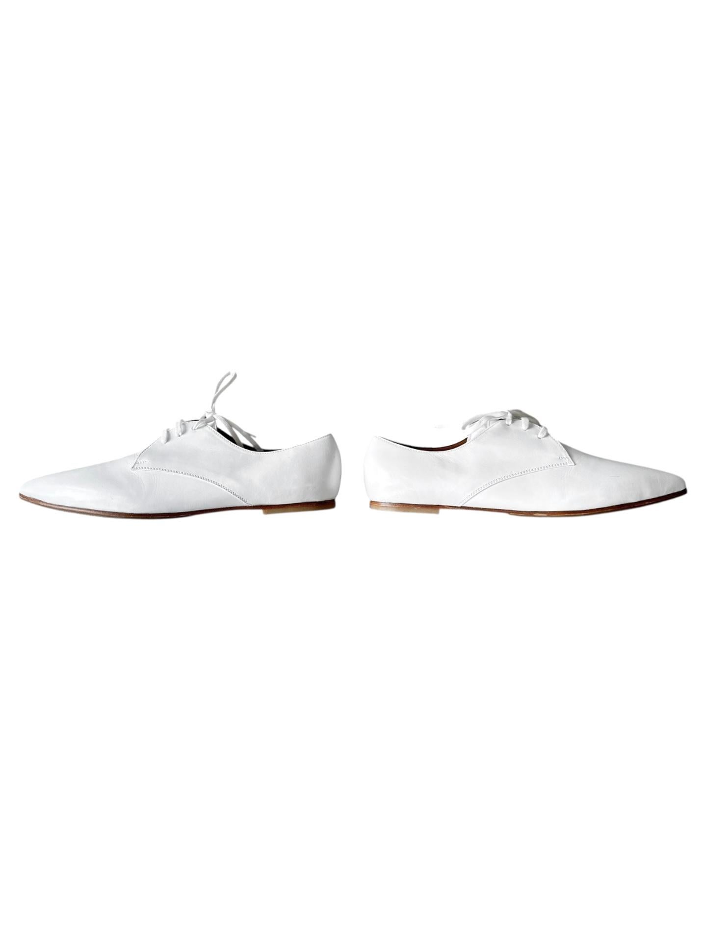 JUNYA WATANABE 2010s DERBIES IN PELLE BIANCA in vendita 1