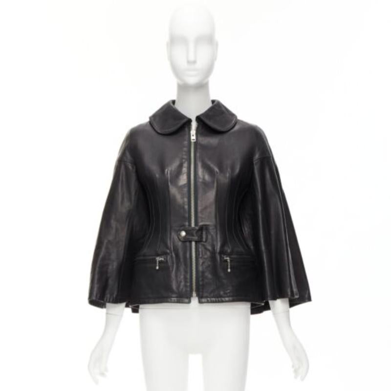 JUNYA WATANABE 2011 Runway black leather corset bodice cape sleeve jacket XS 5