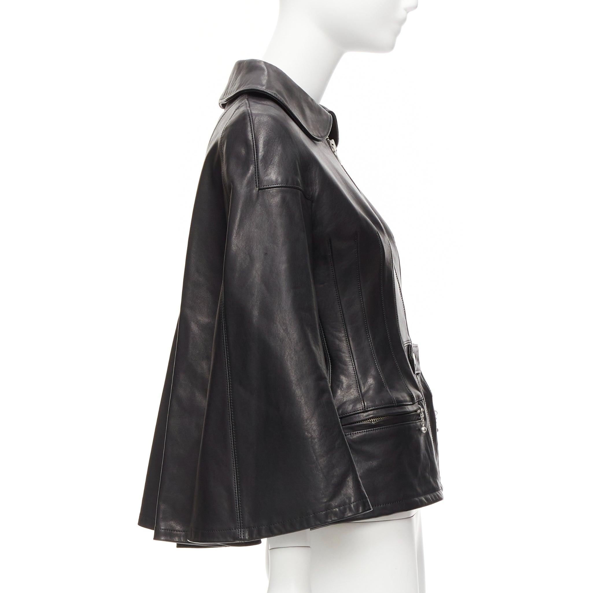 JUNYA WATANABE 2011 Runway black leather corset bodice cape sleeve jacket XS For Sale 1