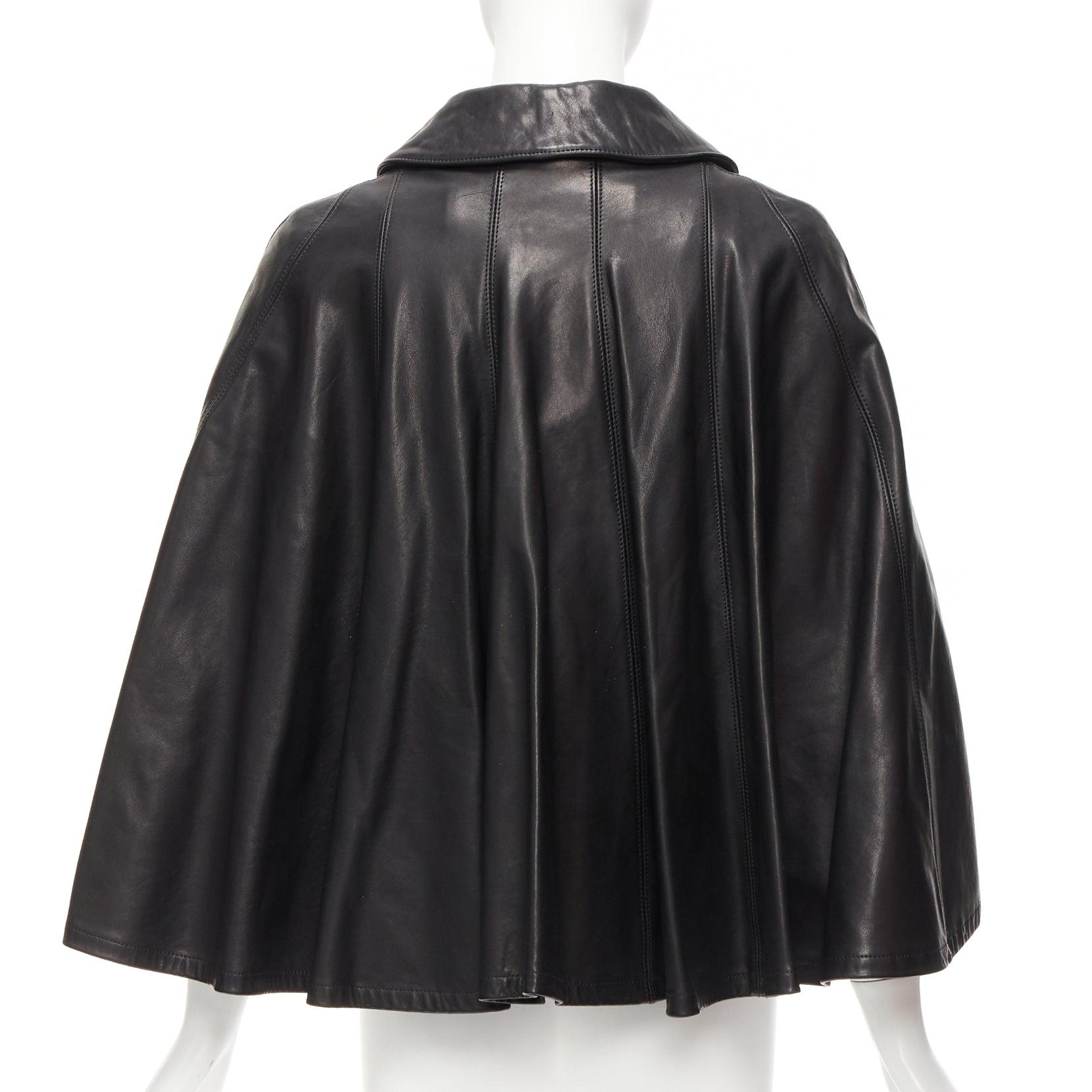 JUNYA WATANABE 2011 Runway black leather corset bodice cape sleeve jacket XS For Sale 2