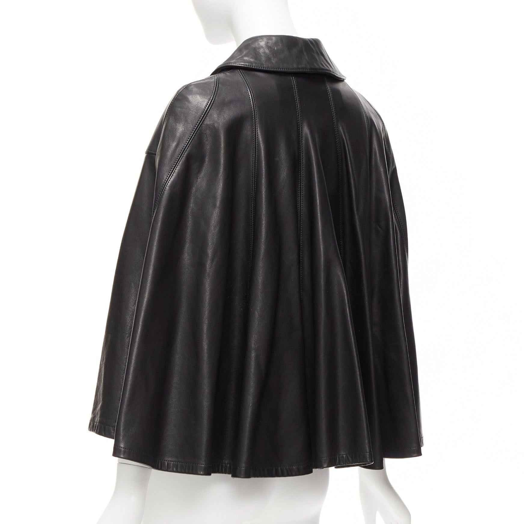 JUNYA WATANABE 2011 Runway black leather corset bodice cape sleeve jacket XS For Sale 3
