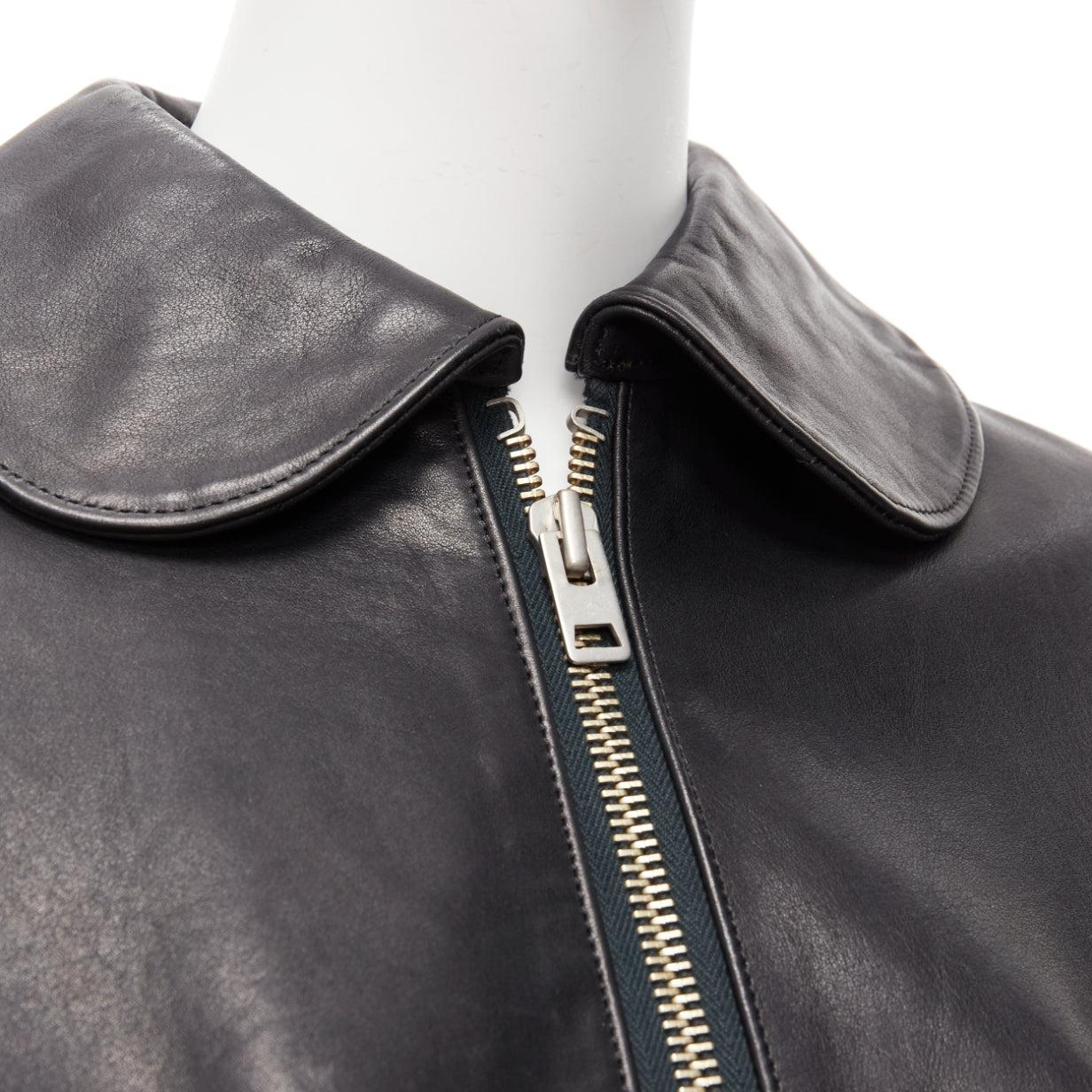 JUNYA WATANABE 2011 Runway black leather corset bodice cape sleeve jacket XS For Sale 4