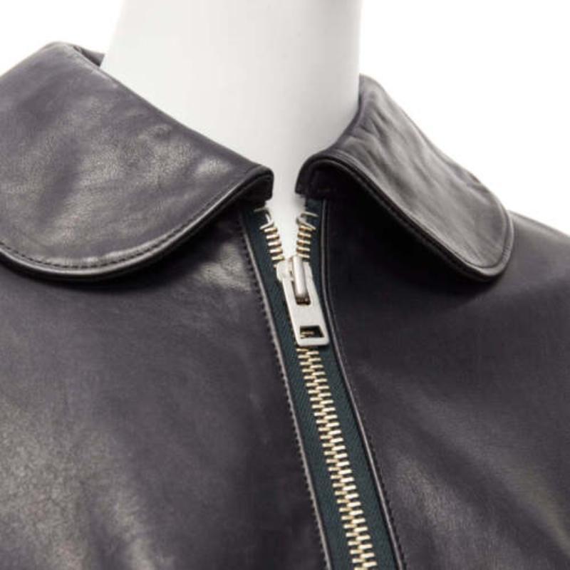 JUNYA WATANABE 2011 Runway black leather corset bodice cape sleeve jacket XS 3