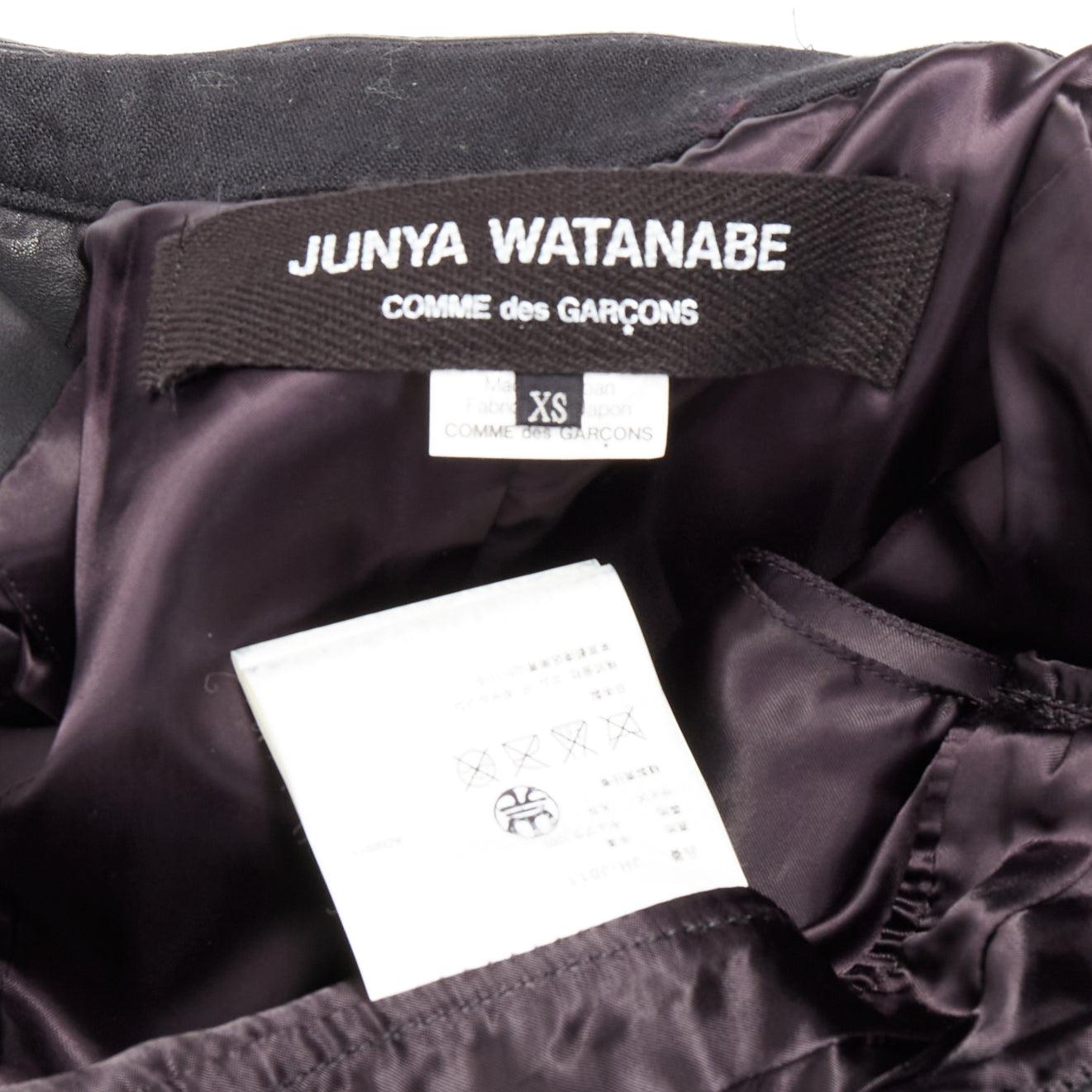 JUNYA WATANABE 2011 Runway black leather pleated corset caped jacket XS For Sale 4