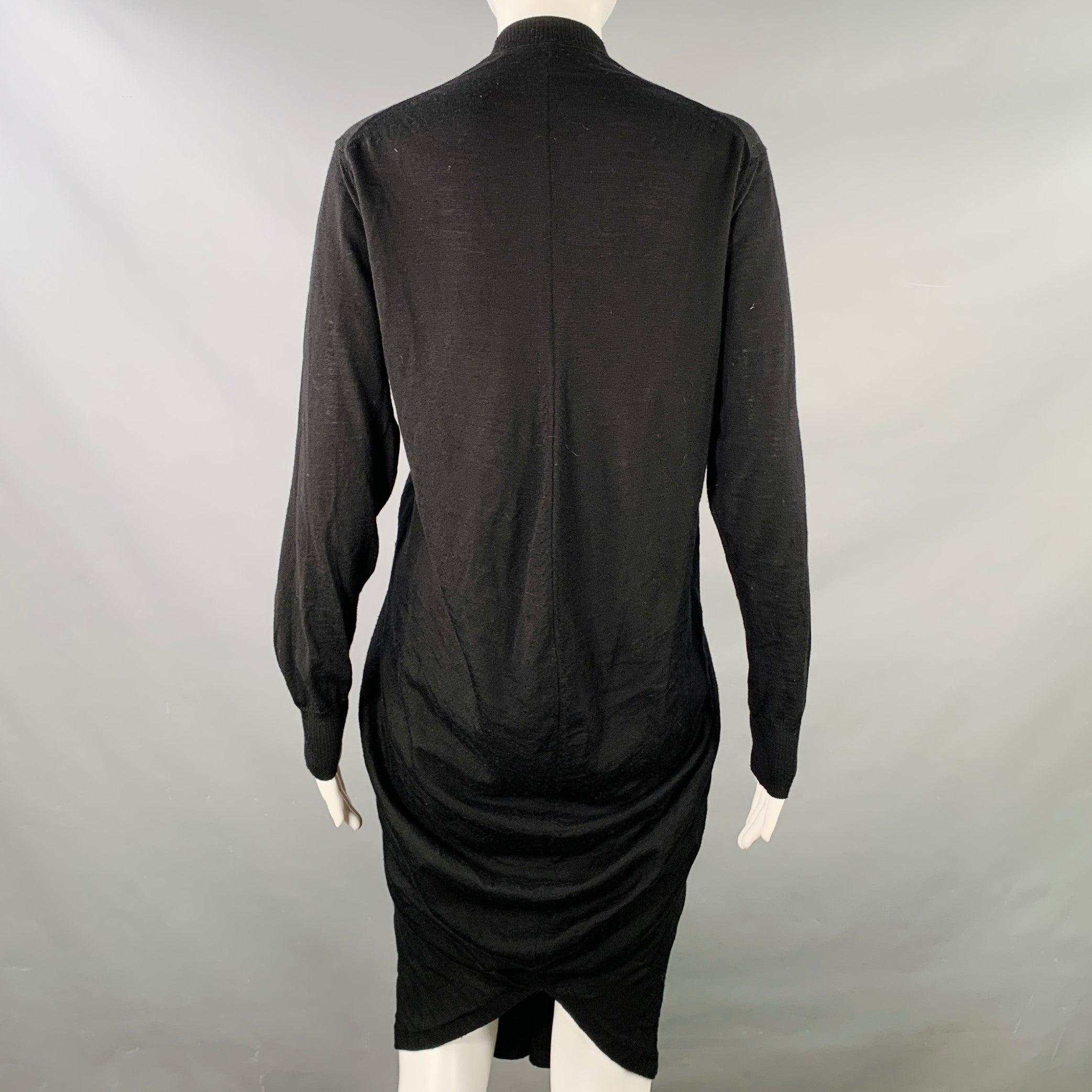 Women's JUNYA WATANABE 2011 Size M Black Wool Long Placket Midi Dress For Sale