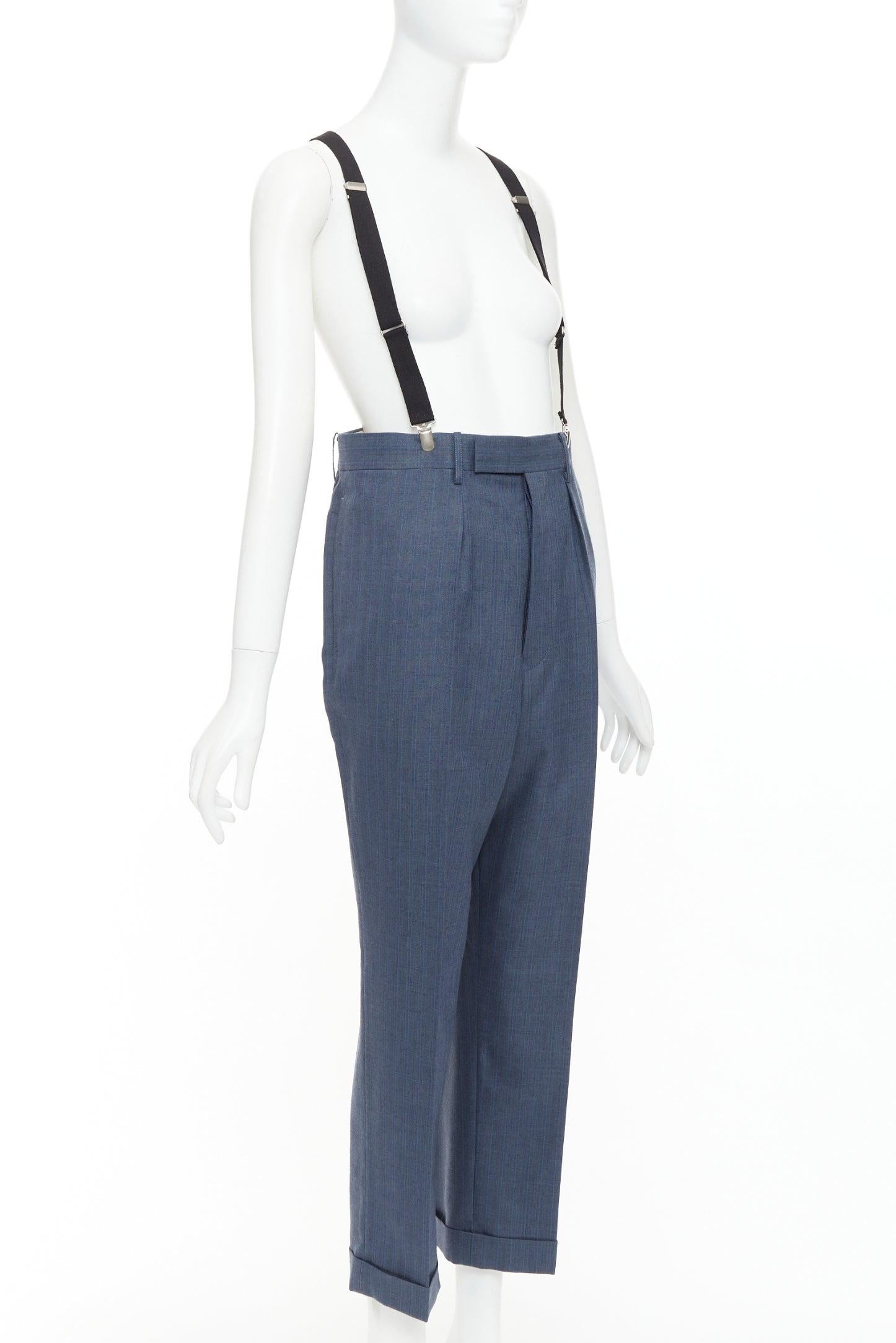 Junya Watanabe 2012 pantalon harem taille haute à pinces en laine bleue M Excellent état - En vente à Hong Kong, NT