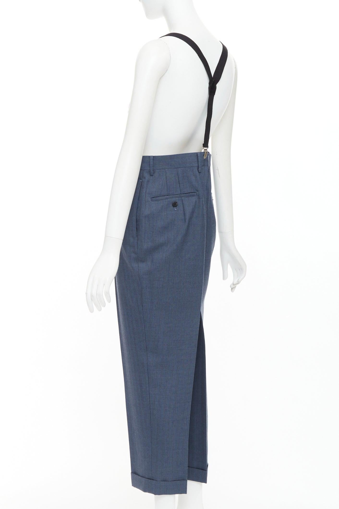 Junya Watanabe 2012 pantalon harem taille haute à pinces en laine bleue M Pour femmes en vente