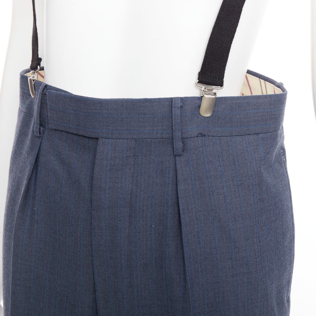 Junya Watanabe 2012 pantalon harem taille haute à pinces en laine bleue M en vente 1