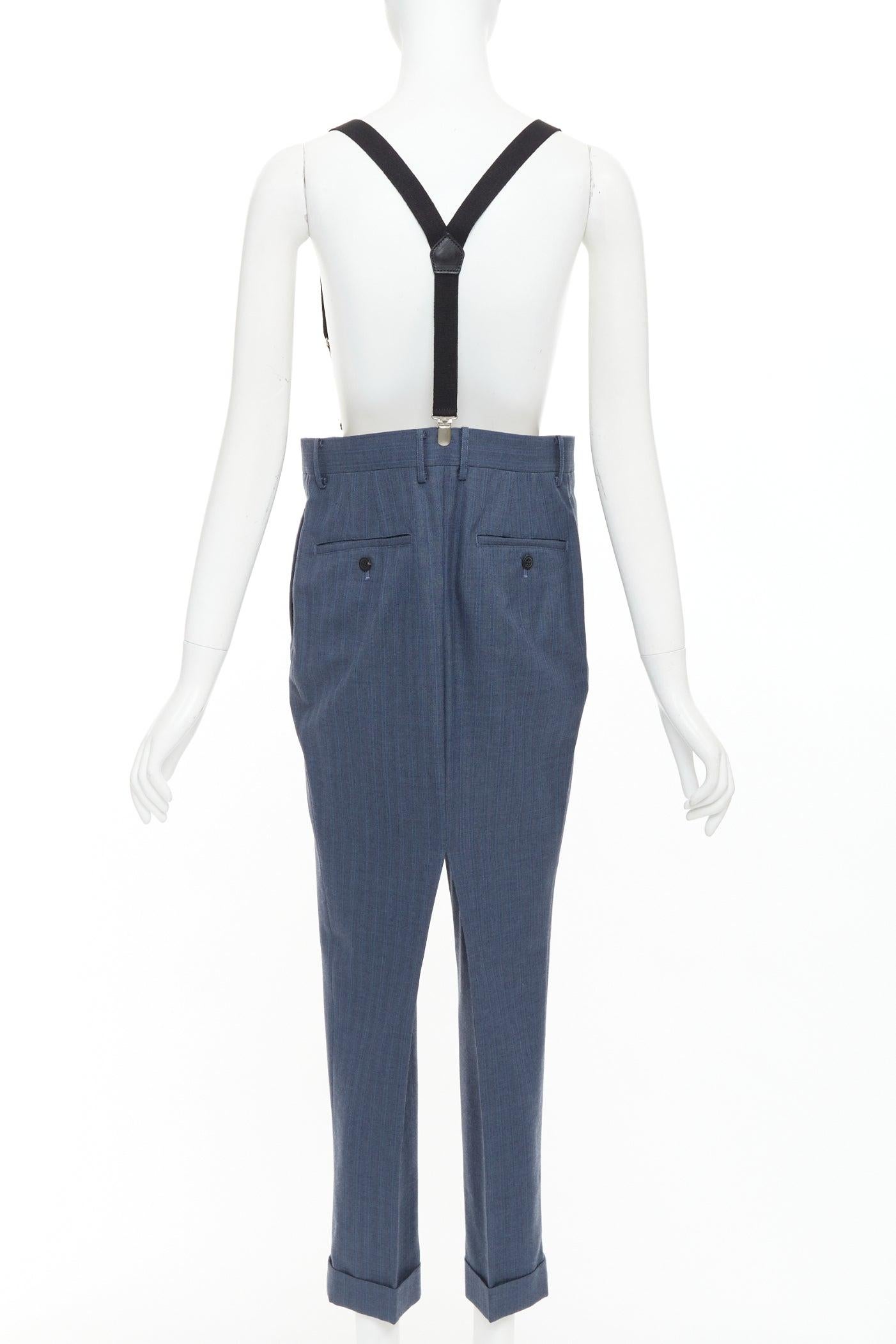 Junya Watanabe 2012 pantalon harem taille haute à pinces en laine bleue M en vente 3
