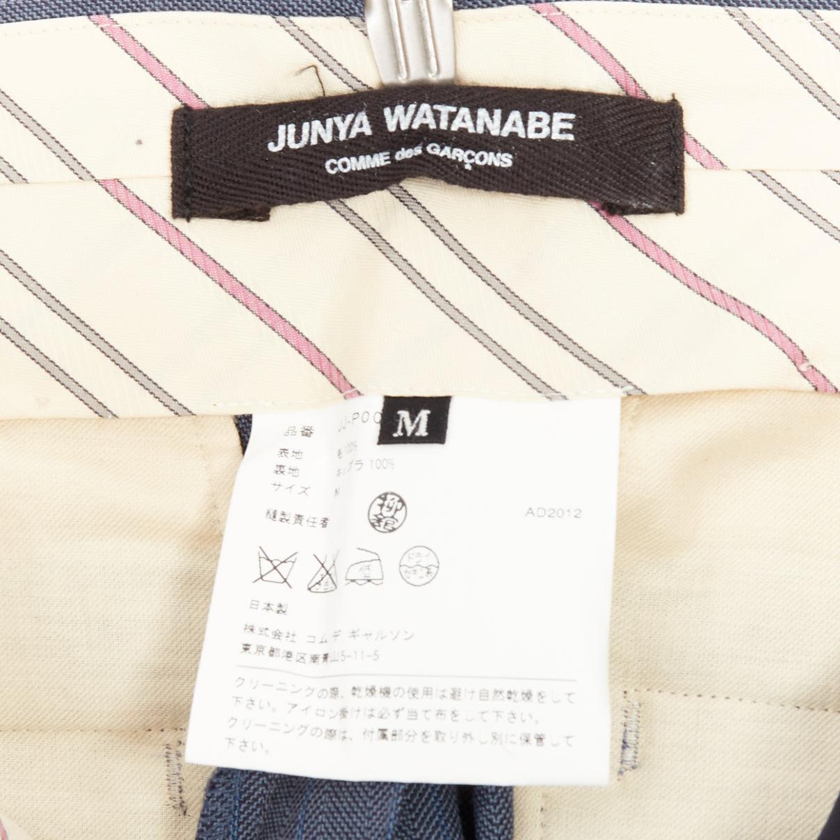 Junya Watanabe 2012 pantalon harem taille haute à pinces en laine bleue M en vente 4