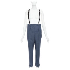 JUNYA WATANABE 2012 blue wool pinstripe suspender high waisted harem pants M