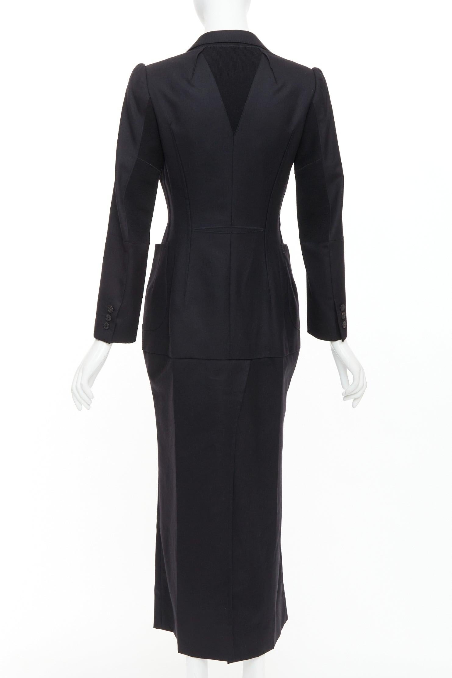 JUNYA WATANABE 2012 Runway black wool deconstruced panelled long fitted coat S in vendita 5