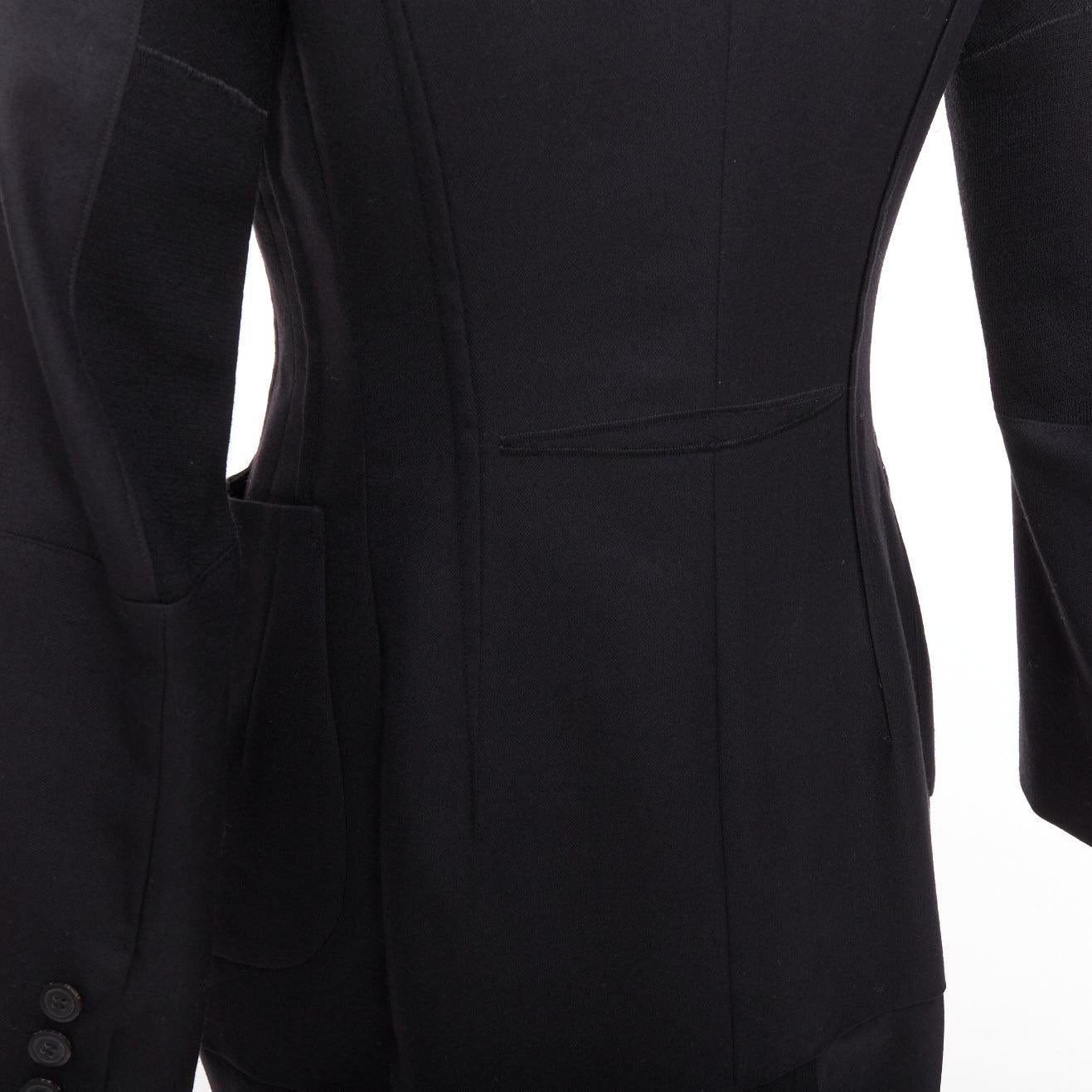 JUNYA WATANABE 2012 Runway black wool deconstruced panelled long fitted coat S in vendita 2