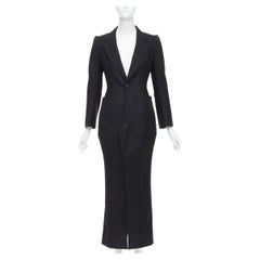 JUNYA WATANABE 2012 Runway black wool deconstruced panelled long fitted coat S