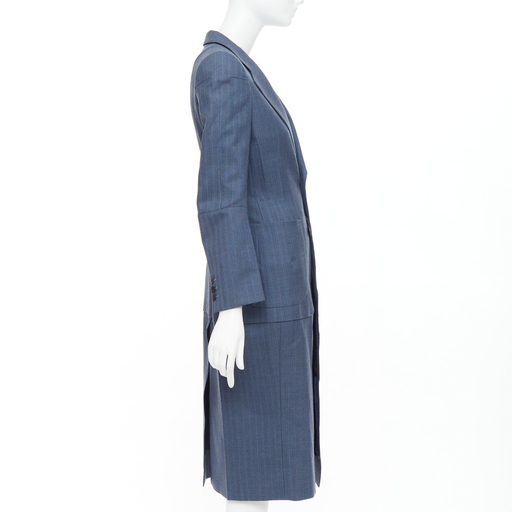 JUNYA WATANABE 2012 Runway blue wool pinstriped tromp loeil seam long coat S
Reference: CYTY/A00006
Brand: Junya Watanabe
Collection: 2012
Material: Wool
Color: Blue
Pattern: Pinstriped
Closure: Button
Lining: Blue Fabric
Extra Details: Coat