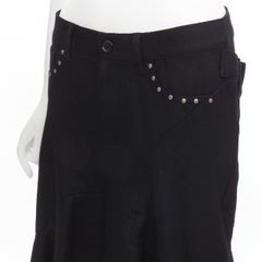 JUNYA WATANABE 2013 black studded pocket polka dot deconstructed flare skirt S