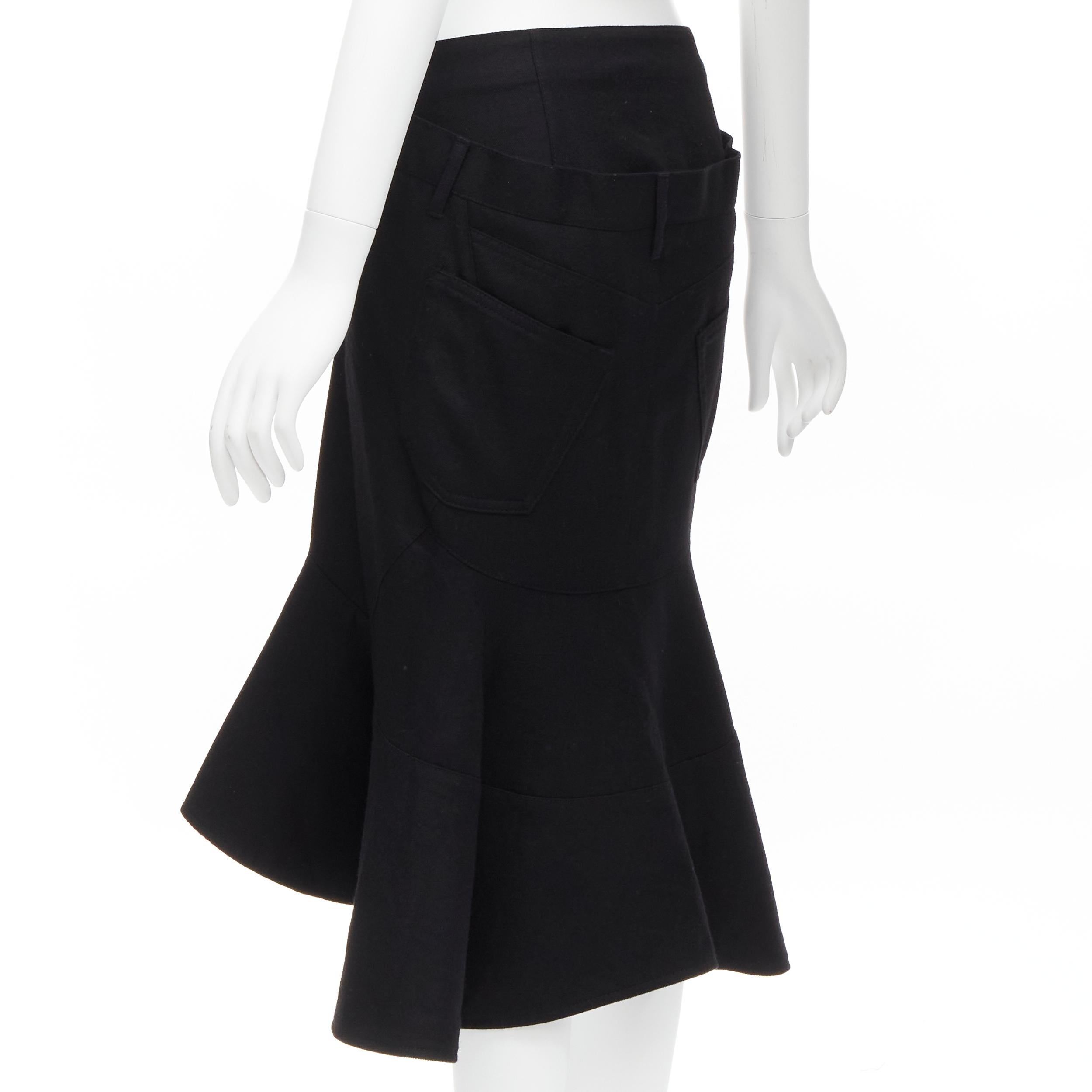 JUNYA WATANABE 2013 black studded pocket polka dot deconstructed flare skirt S For Sale 1