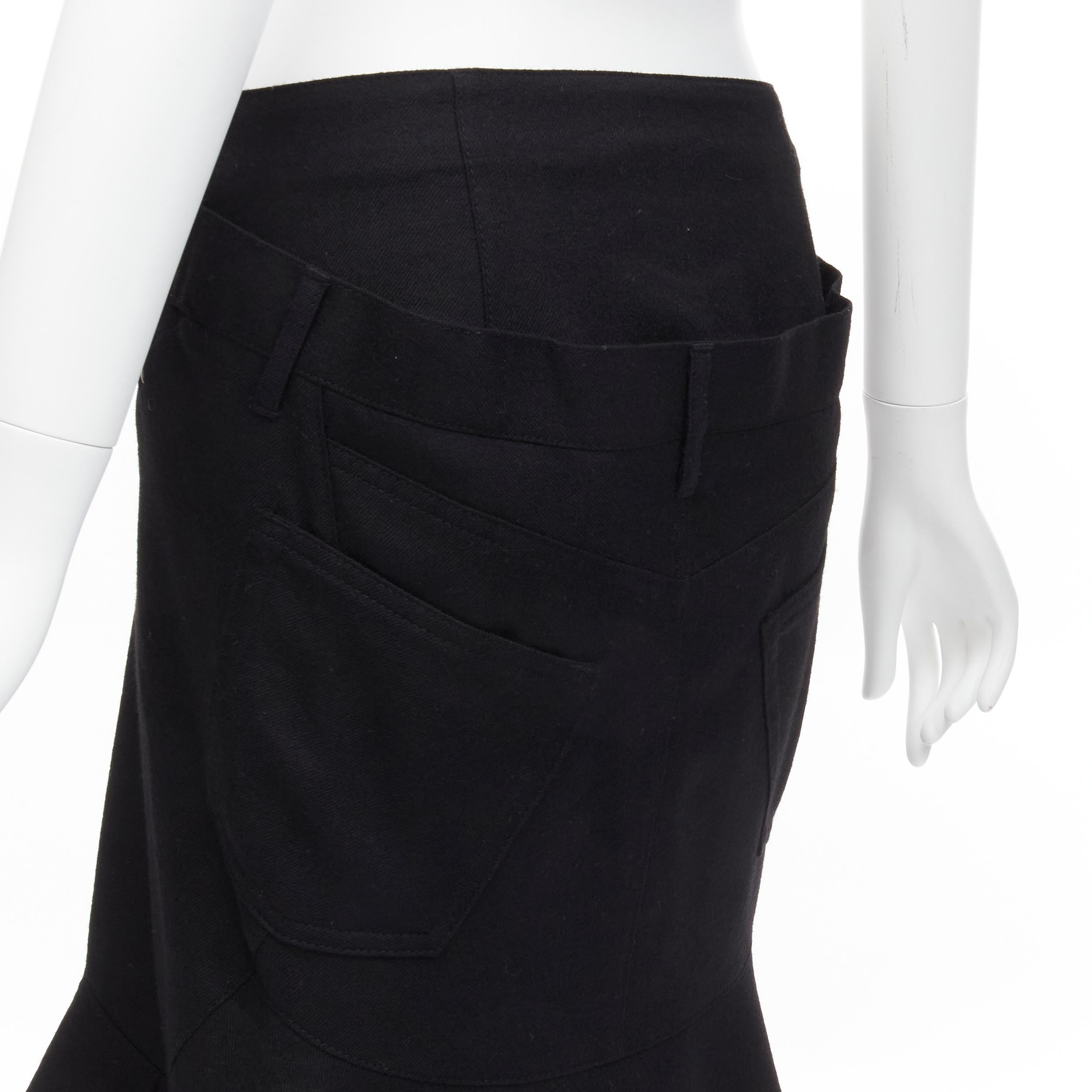 JUNYA WATANABE 2013 black studded pocket polka dot deconstructed flare skirt S For Sale 2