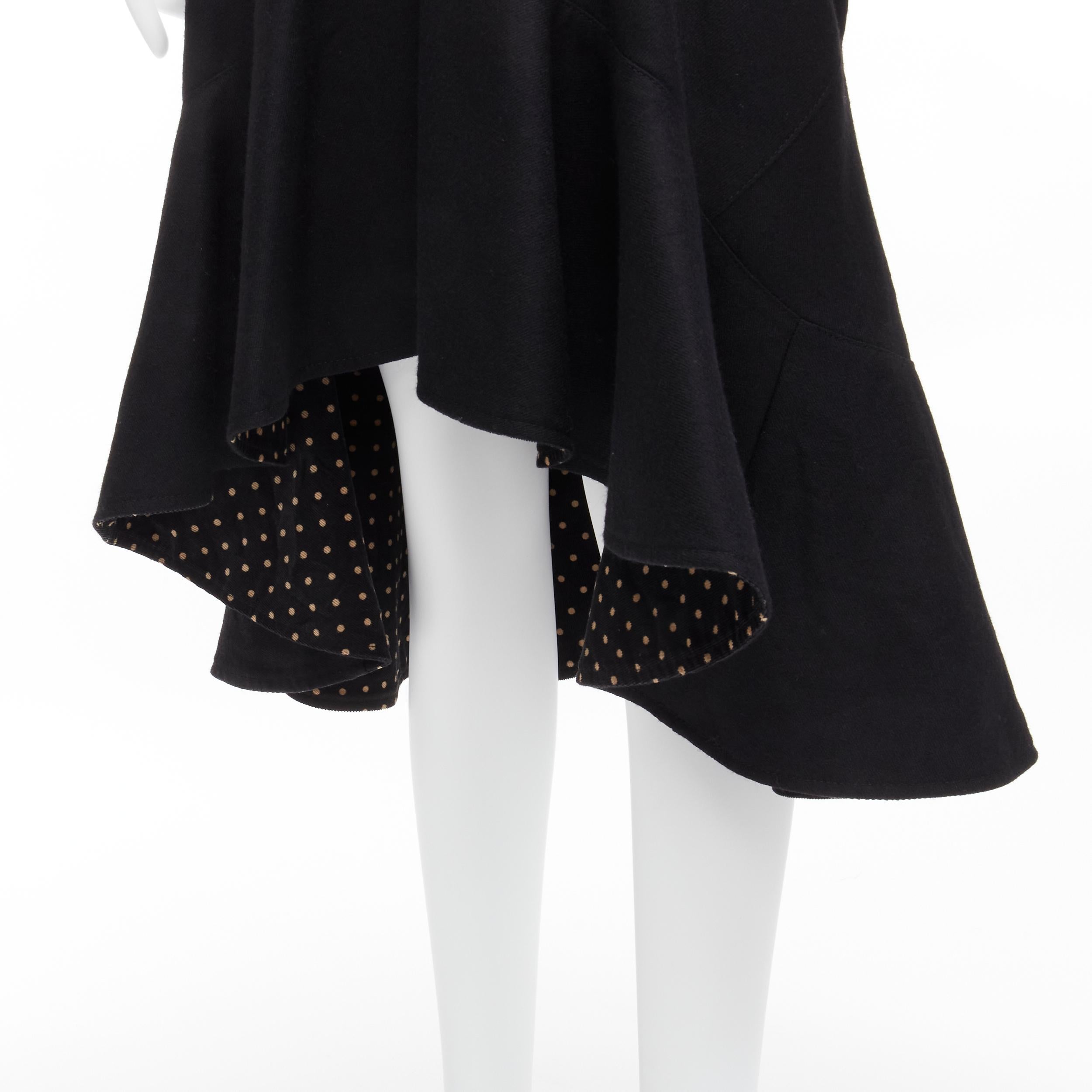 JUNYA WATANABE 2013 black studded pocket polka dot deconstructed flare skirt S For Sale 3
