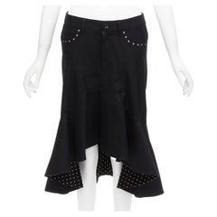 JUNYA WATANABE 2013 studded pocket polka dot lined deconstructed flare skirt S